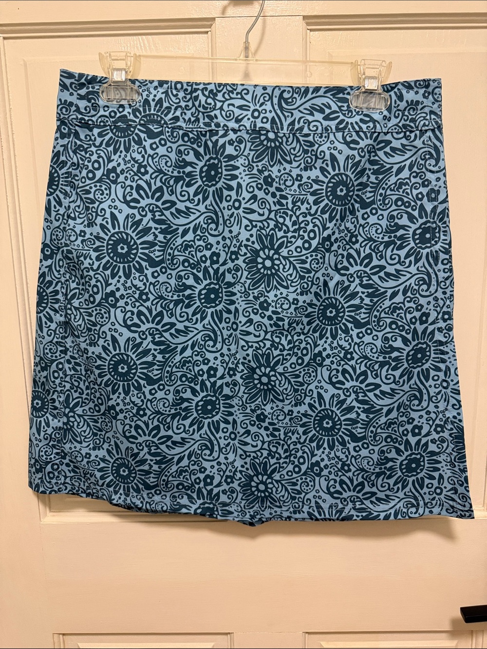 Blue Floral Mini Skirt - Women's Patterned Skort Style